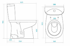Унитаз-компакт Santek Анимо с сидением стандарт и ветикальным выпуском (1.WH30.2.133)