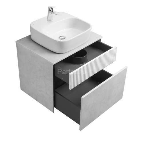 Тумба под раковину AQUATON Марбл 60 600х460х530 подвесная, Слэйт/Белый матовый (1A276101MH4C0)