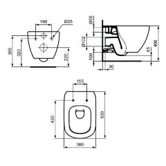 Унитаз подвесной Ideal Standard TESI, без сидения и крышки (T0079V1)