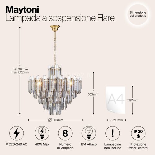 Подвесная люстра Maytoni DIA200PL-08G