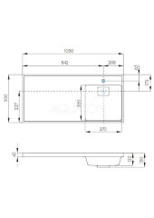Раковина - столешница AQUATON Лондри 1050, белая (1A72223KLH010)