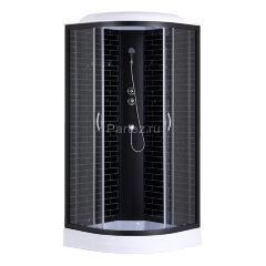 Душевая кабина Loranto 90х90х215 поддон 13см, черный кирпичный узор, прозрачное стекло 4мм, профиль черный (CS669013GB90)