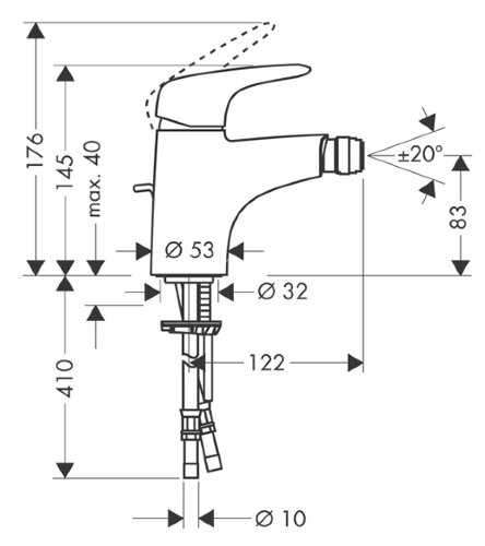 Hansgrohe 31270000 XX Metris Е Смеситель для биде, однорычажный