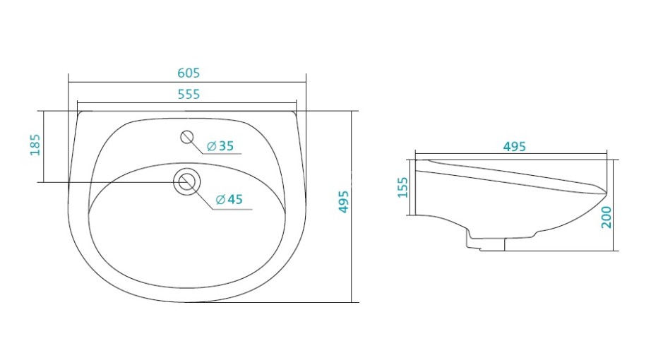 Раковина Santek "Бриз-60", белая (1.WH11.0.466)