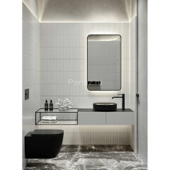 Зеркало AZARIO INCANTO 600х1000 бесконтактный сенсорный выключатель, подсветка с диммером, цвет черн