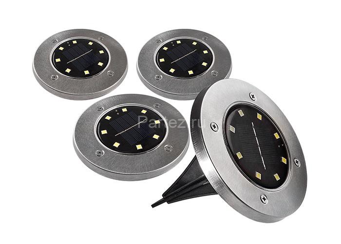 Светильник светодиодный SLR-S14 8SMD грунтовый IP44 корпус нерж. сталь солнечная батарея (уп.4шт) ФА