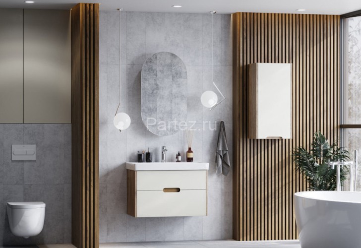 Тумба под раковину AQUATON Оливия 80 Бежевый/Дуб веллингтон (1A283101OLVG0)