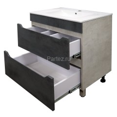 Комплект тумба Loranto Florena 70 710х470х810 напольная, с раковиной Azario Leon, темный бетон (CS00