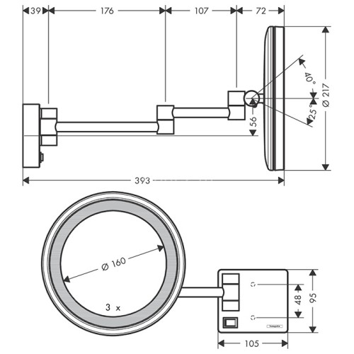 Косметическое зеркало Hansgrohe AddStoris, Хром (41790000)
