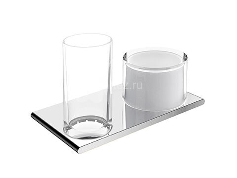 Двойной держатель Keuco Edition 400 со стаканом и дозатором жидкого мыла, хром (11553019000)