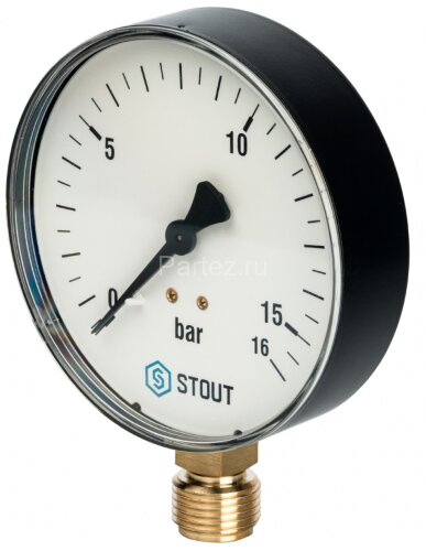 Манометр рад. D100 мм 16 бар 1/2" STOUT