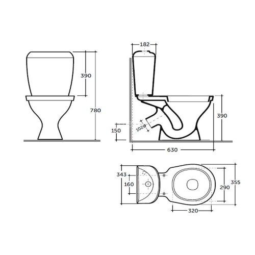 Унитаз-компакт Керамин Симпл МС Инкоэр-Б1 360х630х780 с мягким сиденьем, с однорежимной спускной арм