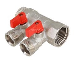 Коллектор с отсекающими кранами 1&quot;х2х3/4&quot;ЕК VALTEC