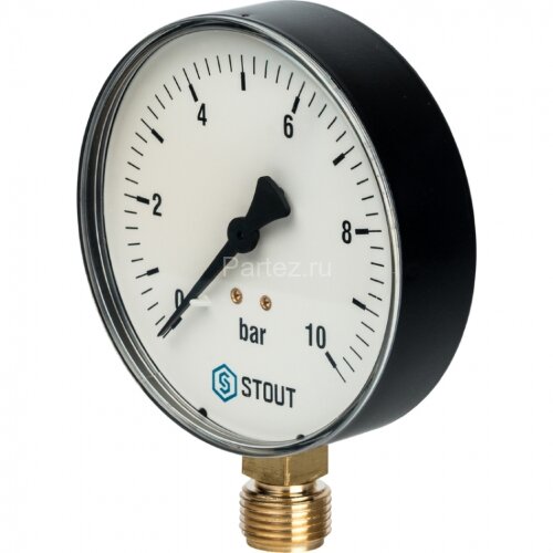 Манометр рад. D80 мм 10 бар 1/2" STOUT