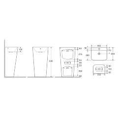 Раковина напольная AZARIO FRETTA SQUARE 440х380х835 отдельностоящая прямоугольная (AZ-302)