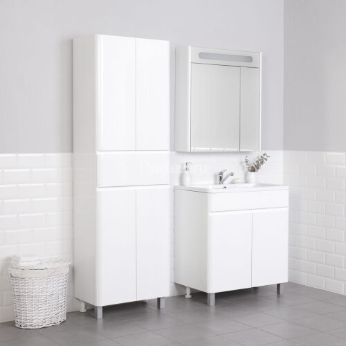 Комплект тумба Итана Roberto 80 (795х455х850) напольная, с раковиной Adel 80, белый глянец (295461)