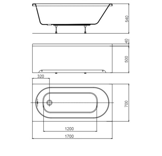 Ванна акриловая AZARIO ALEGRA 170х70 прямоугольная (AV0021170)