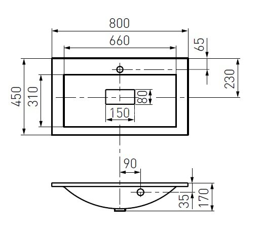 Раковина AQUATON Премьер М 800, белая (1A70493KPR010)