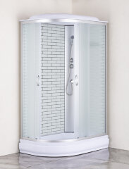 Душевая кабина Loranto 120х80х215 поддон 20 см, белый кирпичный узор, стекло 4 мм, профиль хром (CS-66120-20R FW 120)