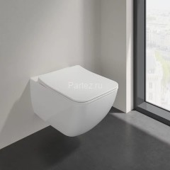 Унитаз подвесной Villeroy&Boch Venticello безободковый, горизонтальный выпуск, сиденье микролифт, Ал