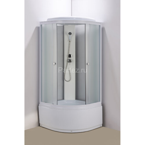 Душевая кабина Loranto 90x90x215 поддон 40 см, 4 мм матовое стекло, профиль и задняя стенка белого цвета (CS-986ТМ/W)