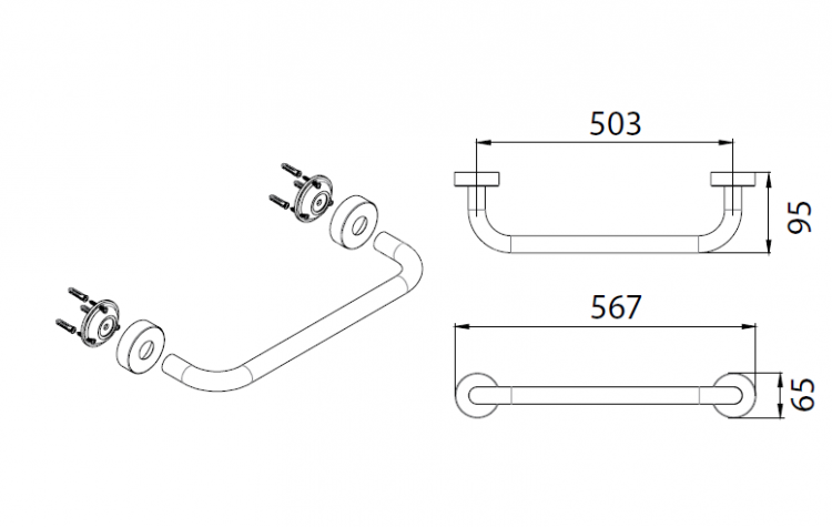 Поручень для ванны Fixsen Hotel 50 см, хром (FX-31017C)