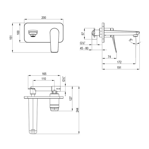Смеситель Lemark Bronx LM3726BL для раковины, встраиваемый