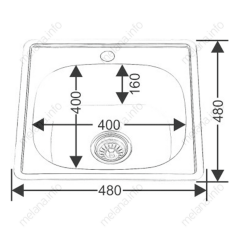 Мойка 4848 MELANA 0,6/160 врезная квадратная с сифоном (021 t *15)