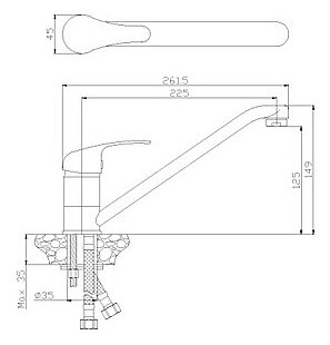 Смеситель Rossinka Y35-21 для кухни