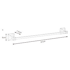 Полотенцедержатель трубчатый AZARIO ALTRE одинарный 60 см, хром (AZ96001)
