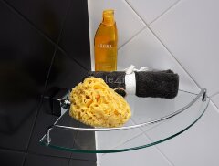 Полка стеклянная Fixsen Kvadro угловая, хром (FX-61303A)