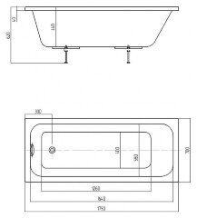 Ванна акриловая AZARIO BELLA прямоугольная 175*70 см (AV.0020175)