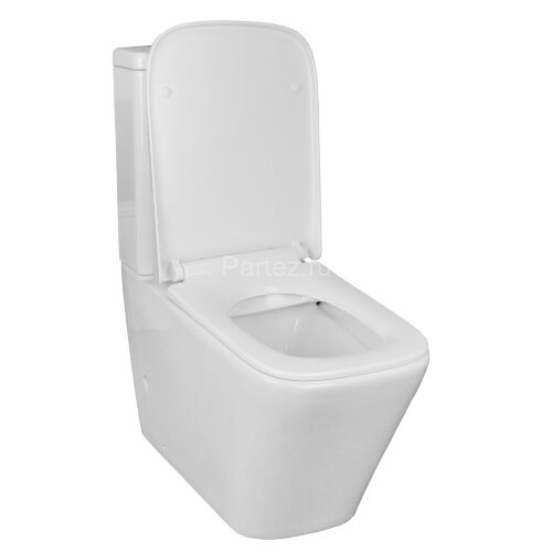 Унитаз-компакт Azario Quadro 605x340x810 напольный, безободковый с сидением микролифт и арматурой, б