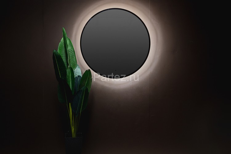 Зеркало AZARIO Monaco-BLACK d1000 бесконтактный сенсор, черная рамка (LED-00002769)