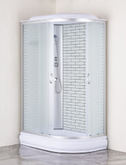 Душевая кабина Loranto 120х80х215 поддон 20 см, белый кирпичный узор, стекло 4 мм, профиль хром (CS-66120-20L FW 120)