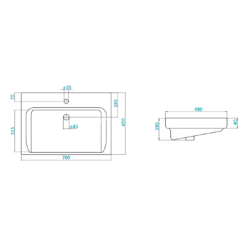Раковина AQUATON ТИГОДА 70, белая (1WH302083)