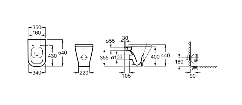 ПЭК Roca THE GAP Приставной унитаз + сидение микролифт + бачок + кнопка смыва