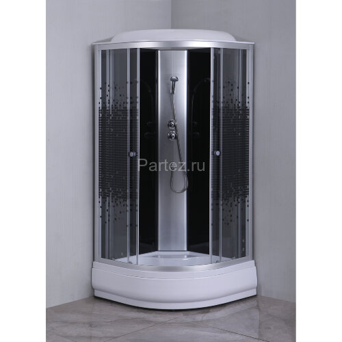 Душевая кабина Loranto 100х100х215 поддон 25см, мозаичный узор, прозрачное стекло 4мм, профиль хром (CS661025K100)