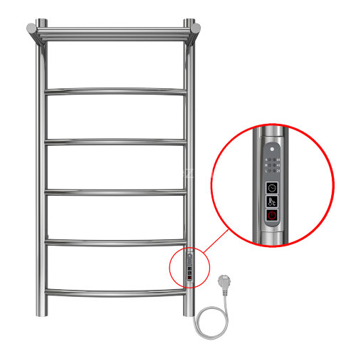 Полотенцесушитель электрический AZARIO VERONA 400/800 5 секций, с полкой, диммер справа, хром (AZ048