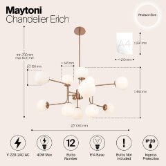 Потолочная люстра Maytoni MOD221-PL-12-G