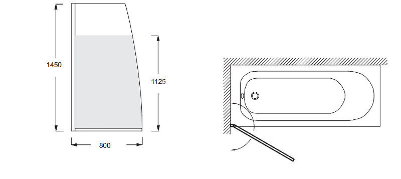 Шторка для ванны распашная Jacob Delafon Serenity 80х145 цвет профиля хром (E4933-GA)
