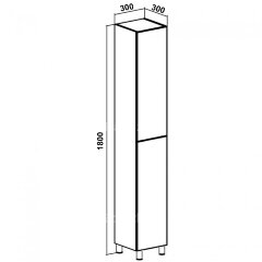 Пенал Стиль Stella 30 напольный левый, дуб дымчатый/Белый (CS00076517)