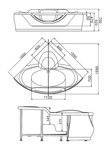 Акриловая ванна Gemy G9025 II K