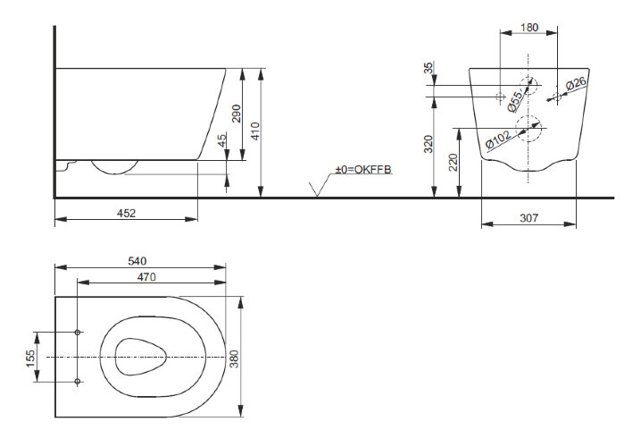 Унитаз подвесной ТОТО серии RP 380х540х335 безобдковый, белый (CW552RY#XW)