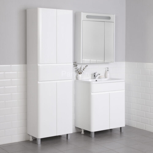 Комплект тумба Итана Roberto 70 (700х453х850) напольная, с раковиной Adel 70, белый глянец (315239)