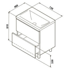 Комплект тумба Стиль Stella 70/2Н 720х810х460 Дуб дымчатый/Белый, под раковину Leon 7506-70 (CS00076