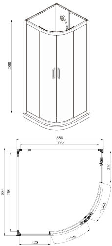 Душевая кабина AZARIO DENVER 90х90х200 серое стекло 4 мм. Easy Clean, задняя панель черная, цвет профиля серый (AZ-N10812 900 GREY)