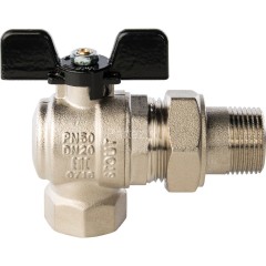 Кран шаровой полнопроходной угловой с американкой 3/4 Stout