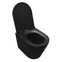 Унитаз подвесной AzarioTeramo 515х355х365 безободковый с сиденьем микролифт, черный матовый (AZ -053