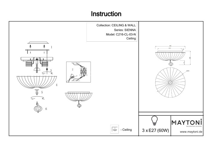 Потолочный светильник Maytoni C216-CL-03-N